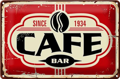 Blechschild Retro 30x20cm Cafe bar Kaffee since 1934