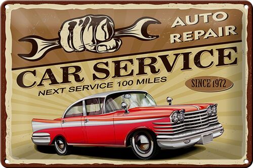 Blechschild Retro 30x20cm Car Service Auto repair 1972