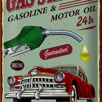 Tin sign Retro 20x30cm Gas Station gasoline motor oil 24