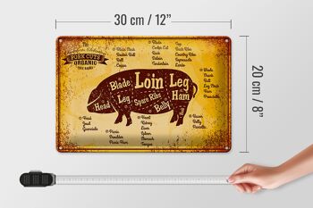 Plaque en tôle boucherie 30x20cm viande coupes de porc bio 4