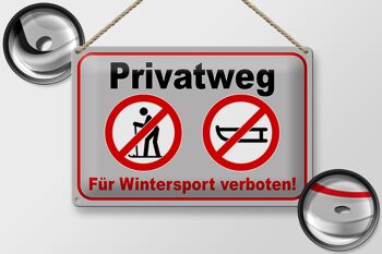 Plaque en tôle chemin privé 30x20cm interdit aux sports d'hiver 2