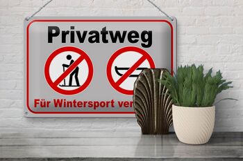 Plaque en tôle chemin privé 30x20cm interdit aux sports d'hiver 3