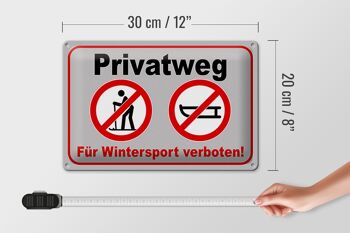 Plaque en tôle chemin privé 30x20cm interdit aux sports d'hiver 4
