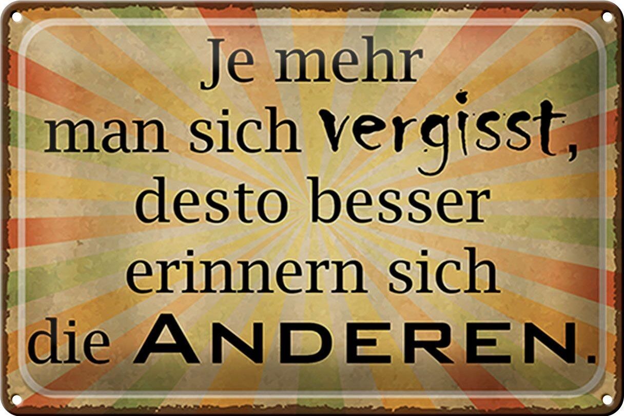 Targa in metallo con scritta 30x20 cm più ti dimentichi di te stesso e più