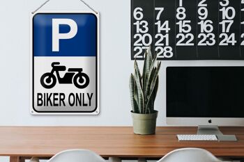 Plaque en tôle parking 20x30cm Biker only moto 3