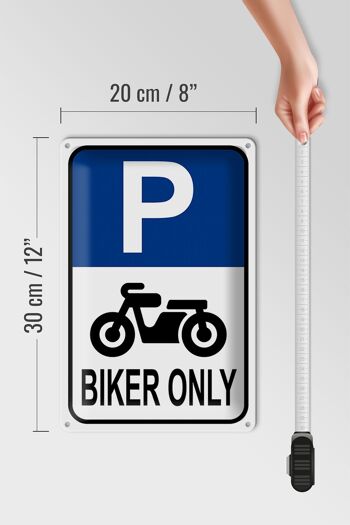 Plaque en tôle parking 20x30cm Biker only moto 4
