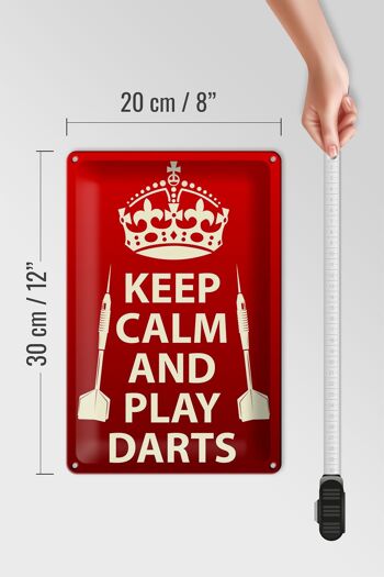 Panneau en étain disant 20x30cm Keep Calm and play Darts 4