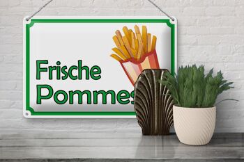 Panneau en tôle 30x20cm pour restaurant de frites fraîches 3