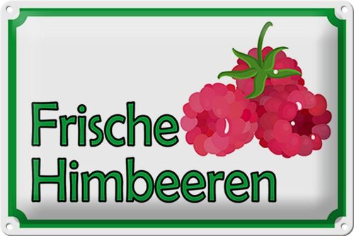 Blechschild Hinweis 30x20cm frische Himbeeren Hofladen