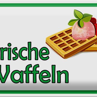 Metal sign notice 30x20cm fresh waffles for sale