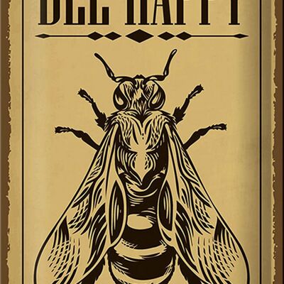 Metal sign notice 20x30cm Bee happy bee honey beekeeping