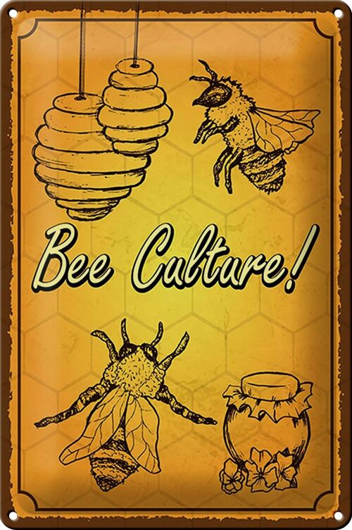 Blechschild Spruch 20x30cm Bee culture Biene Honig Imkerei