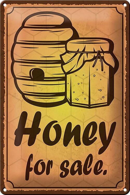 Blechschild Hinweis 20x30cm Honey for sale Honig Verkauf