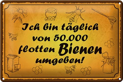 Blechschild Spruch 30x20cm von 50000 flotten Bienen umgeben