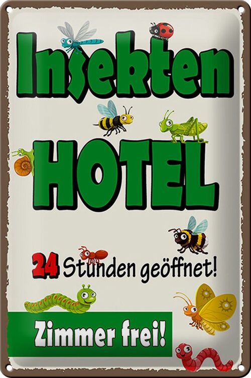 Blechschild Hinweis 20x30cm Insektenhotel Zimmer frei