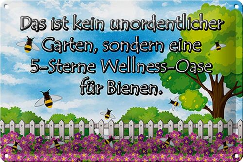 Blechschild Spruch 30x20cm kein Garten 5 Sterne Oase