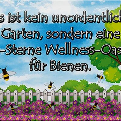 Blechschild Spruch 30x20cm kein Garten 5 Sterne Oase