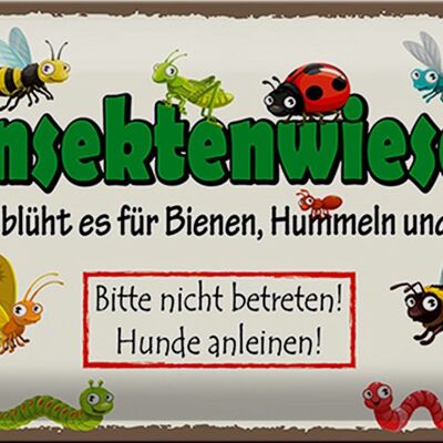 Blechschild Hinweis 30x20cm Insektenwiese Bienen Hummeln