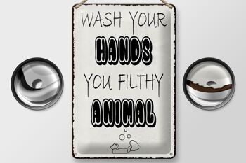 Plaque en tôle note 20x30cm lavez-vous les mains animal sale 2