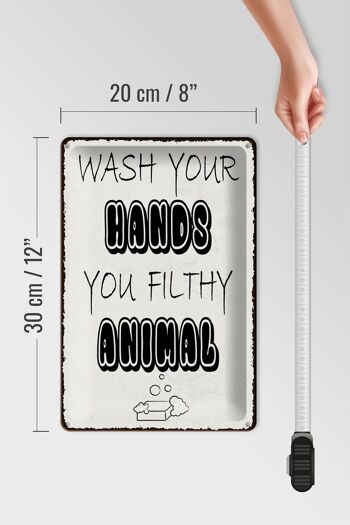 Plaque en tôle note 20x30cm lavez-vous les mains animal sale 4