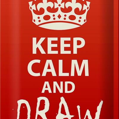 Targa in latta con scritta "Keep Calm and draw" 20x30 cm