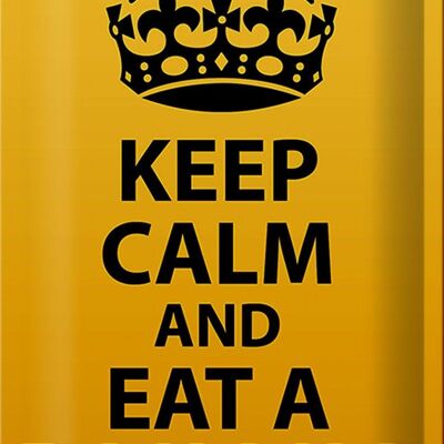 Targa in metallo con scritta "Keep Calm and eat a Banana" 20x30 cm
