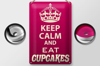 Panneau en étain disant 20x30cm Keep Calm and eat Cupcakes 2