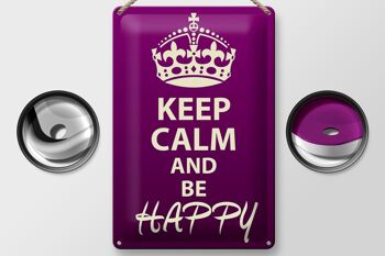 Panneau en étain disant 20x30cm Keep Calm and be happy 2