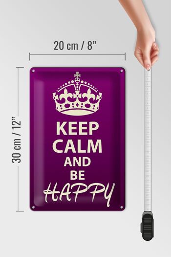 Panneau en étain disant 20x30cm Keep Calm and be happy 4