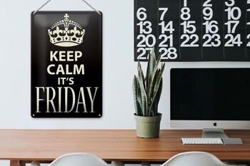 Panneau en étain disant 20x30cm Keep Calm it's Friday 3