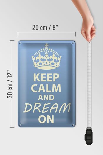 Panneau en étain disant 20x30cm Keep Calm and dream on 4