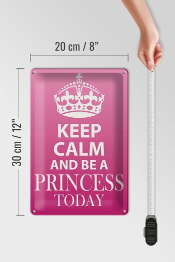 Panneau en étain disant 20x30cm Keep Calm and be a Princess 4