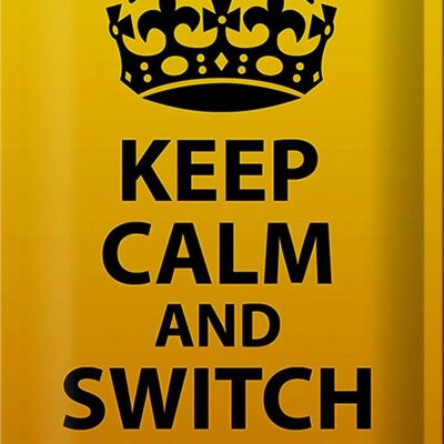 Targa in metallo con scritta "Keep Calm and switch off" 20x30 cm