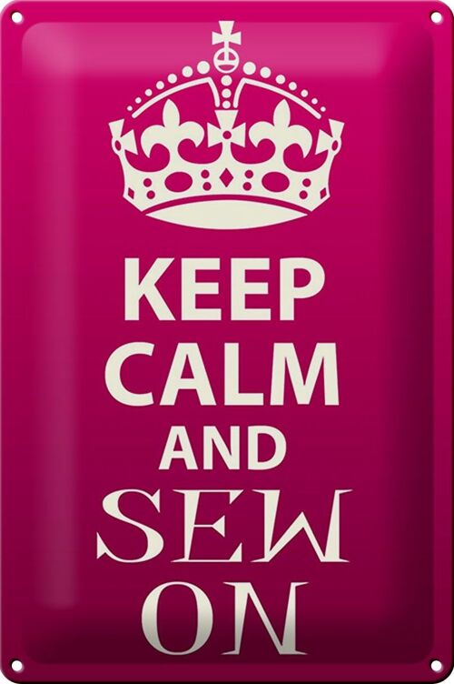 Blechschild Spruch 20x30cm Keep Calm and sew on