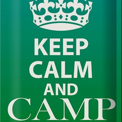 Targa in metallo con scritta "Keep Calm and camp on Camping" 20x30 cm