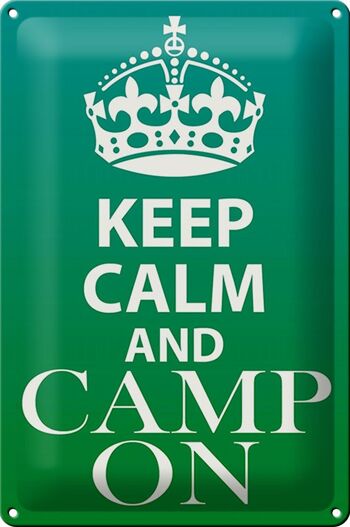 Panneau en étain disant 20x30cm Keep Calm and camp on Camping 1