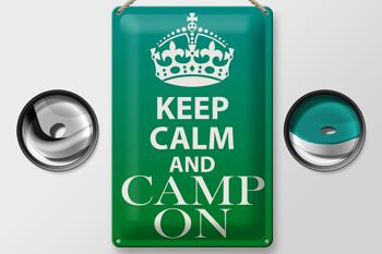 Panneau en étain disant 20x30cm Keep Calm and camp on Camping 2