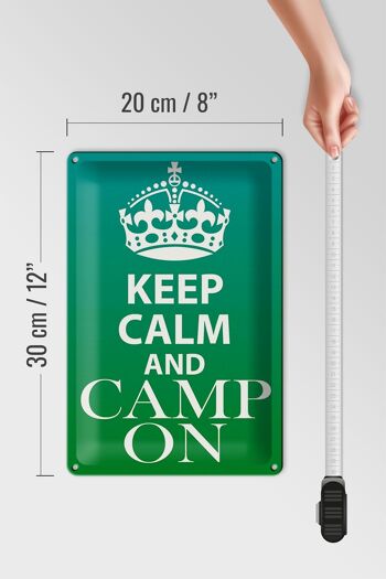 Panneau en étain disant 20x30cm Keep Calm and camp on Camping 4