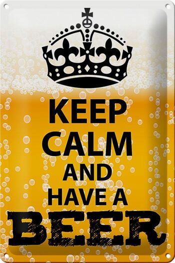 Panneau en étain disant 20x30cm Keep Calm and have a Beer Beer 1