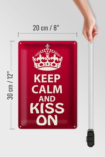 Panneau en étain disant 20x30cm Keep Calm and kiss on 4
