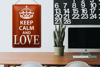 Panneau en étain disant 20x30cm Keep Calm and Love 3