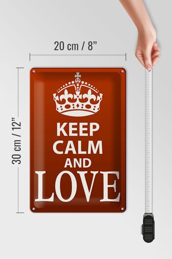 Panneau en étain disant 20x30cm Keep Calm and Love 4