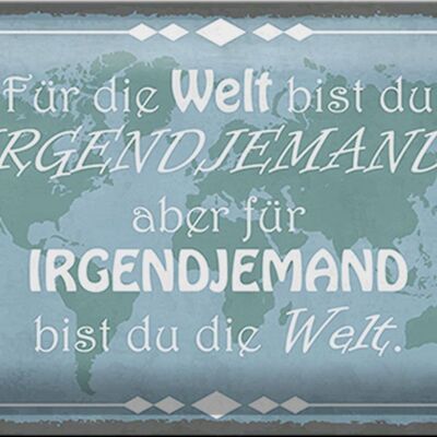 Blechschild Spruch 30x20cm für Welt bist du irgendjemand