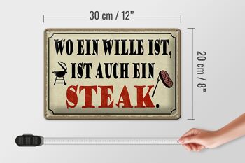 Plaque en tôle indiquant 30x20cm où se trouve un grill à steak 4