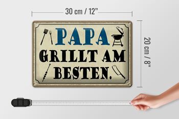 Plaque en étain disant 30x20cm "Papa fait les meilleurs grillades" 4