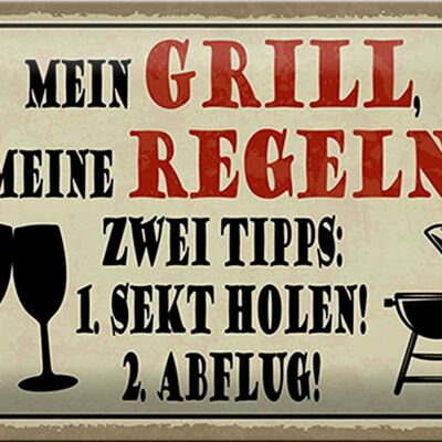 Blechschild Spruch 30x20cm mein Grill meine Regeln 2 Tipps