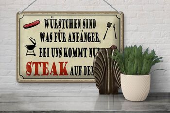 Plaque en étain indiquant 30x20cm avec nous vient un steak sur le gril 3