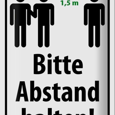 Metal sign notice 20x30cm please keep your distance 1.5 m