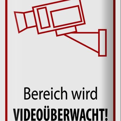 Blechschild Hinweis 20x30cm Bereich wird videoüberwacht