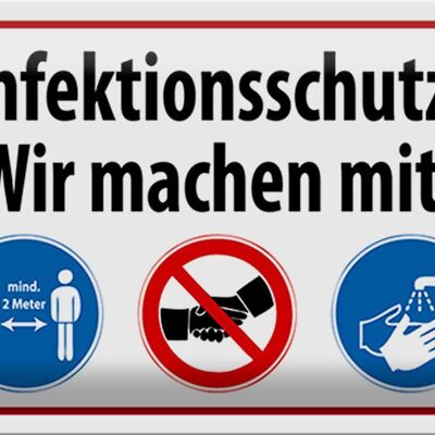 Blechschild Hinweis 30x20cm Infektionsschutz wir machen mit